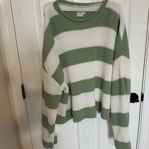 Princess Polly oversized Green and White Striped Sweater